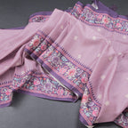 Raw Silk Onion Pink Saree With Thread Buttas And Printed Border