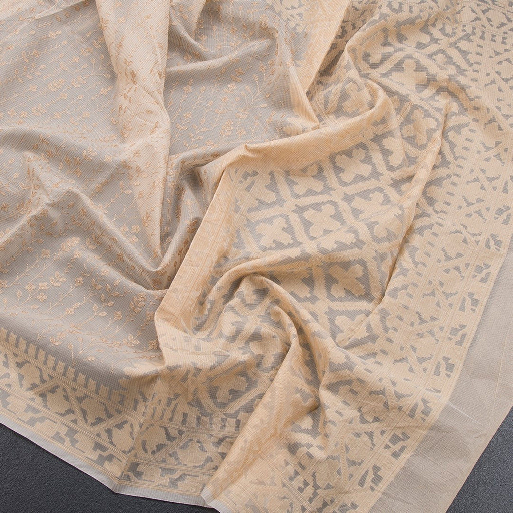 Kota Sandal Floral Thread Work Saree - Kumaran Silks