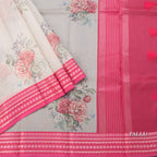 Kota Cream Floral Printed Saree And Zari Border