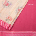 Kota Yellow Floral Printed Saree And Zari Border