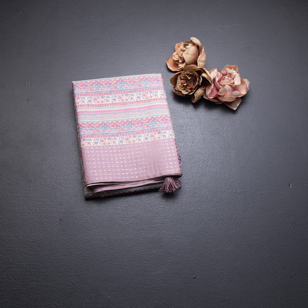 Raw Silk Multi Colour Printed Saree With Multi Design On The Body 02