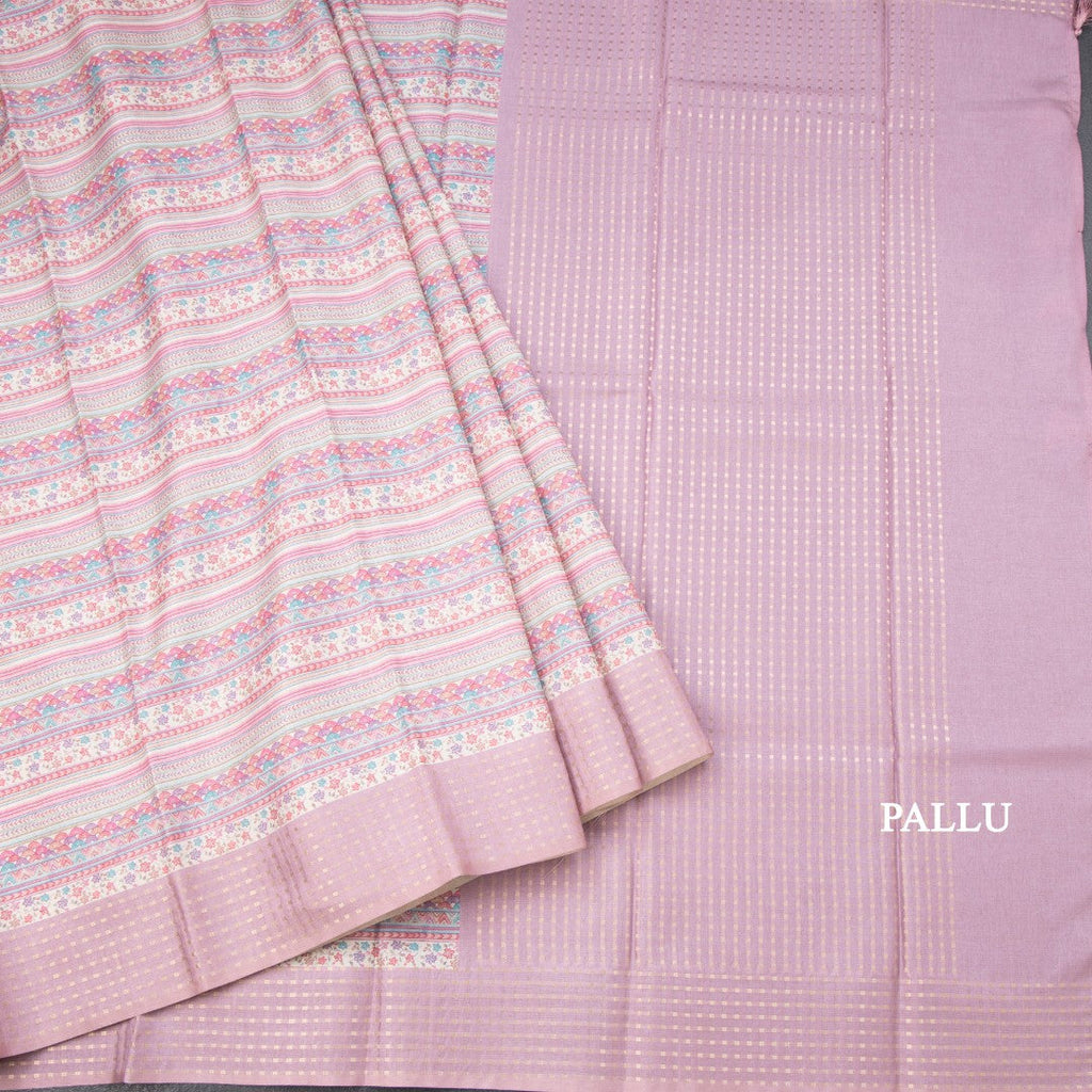 Raw Silk Multi Colour Printed Saree With Multi Design On The Body 02