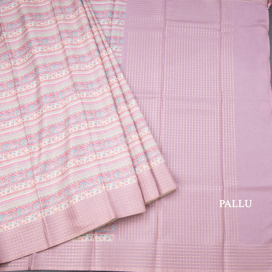 Raw Silk Multi Colour Printed Saree With Multi Design On The Body 02