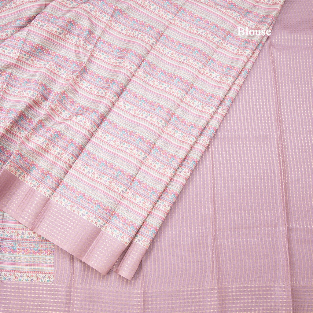 Raw Silk Multi Colour Printed Saree With Multi Design On The Body 02