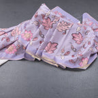 Semi Raw Silk Lavender Printed Saree With Floral Creeper Design