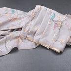 Semi Raw Silk Grey Printed Saree With Floral Creeper Design