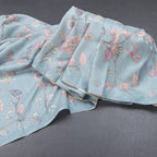 Semi Raw Silk Powder Blue Printed Saree With Floral Creeper Design