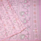 Semi Raw Silk Onion Pink Printed Saree With Floral Creeper Design
