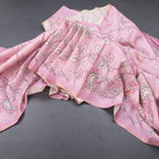 Semi Raw Silk Onion Pink Printed Saree With Floral Creeper Design