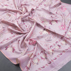 Semi Raw Silk Onion Pink Printed Saree With Floral Creeper Design 02 - Kumaran Silks