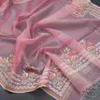 Kota Peacock Blue Borderless Floral Printed Saree