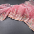 Kora Rose Pink Saree With Sequence Work And Thread Border