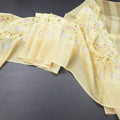 Pure Tussar Lemon Yellow Printed Saree With Checks Border