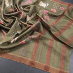 Semi Linen Light Maroon Kalamkari Printed Saree