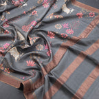 Semi Linen Magenta Purple Kalamkari Printed Saree