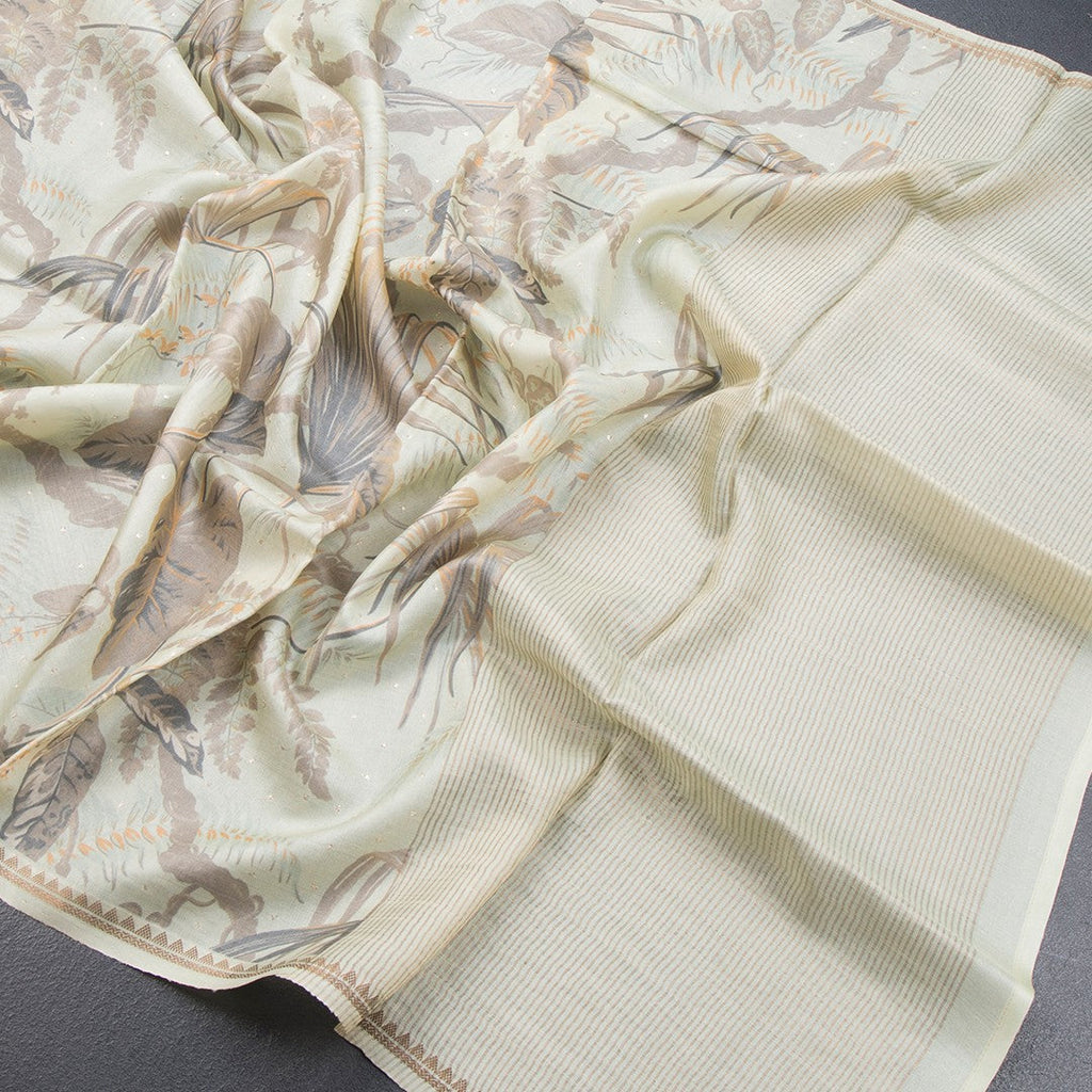 Semi Linen Light Lavender Kalamkari Printed Saree