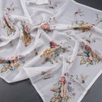 Semi Linen Cream Floral Printed Saree With Zari Border