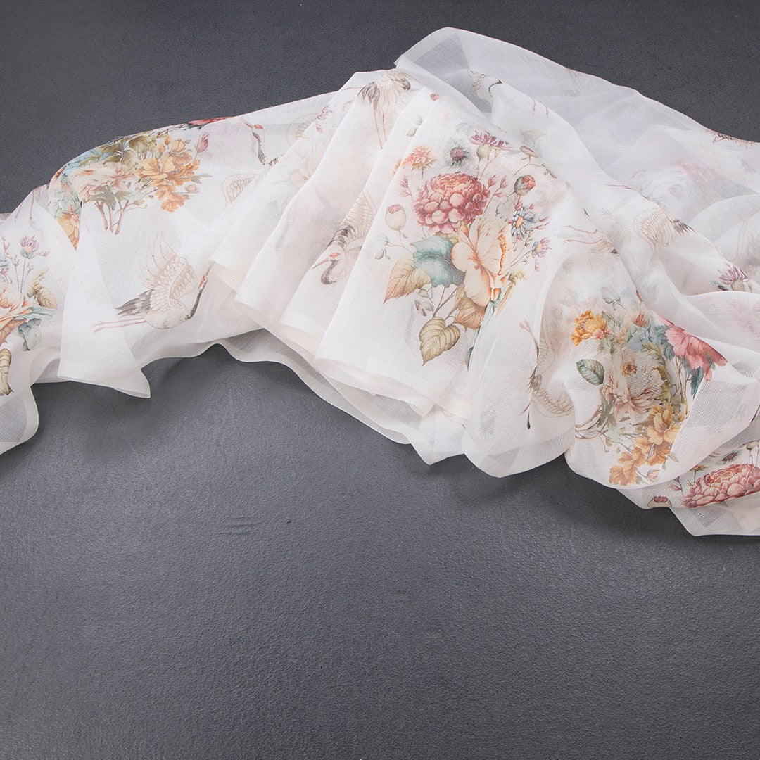 Kota Cream Borderless Printed Saree
