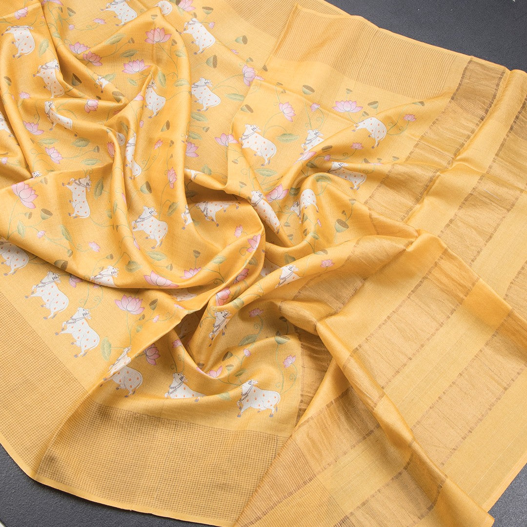 Raw Silk Multi Colour Stripes Saree With Printed Border 02