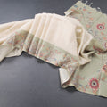 Raw Silk Cream Zari Checked Saree With Printed Border 04