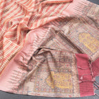 Raw Silk Grey Floral Printed Saree With Zari Border 02