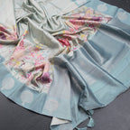 Kota Light Green Printed With Thread Work Saree