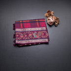 Raw Silk Multi Colour Printed Checked Saree And Rettapet Border
