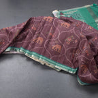 Raw Silk Dark Brown Ikkat Printed Saree
