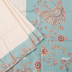 Raw Silk Cream Zari Checked Saree With Printed Border 05