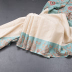 Raw Silk Cream Zari Checked Saree With Printed Border 05
