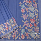 Kota Cornflower Blue Borderless Floral Printed Saree