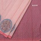 Semi Linen Peach Kalamkari Printed Saree