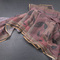 Semi Linen Light Maroon Leaf Printed Saree