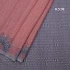 Semi Linen Light Maroon Kalamkari Printed Saree