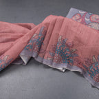 Semi Linen Light Maroon Kalamkari Printed Saree