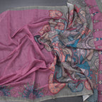Semi Linen Magenta Purple Kalamkari Printed Saree