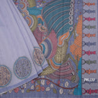 Semi Linen Light Lavender Kalamkari Printed Saree