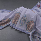 Semi Linen Light Lavender Kalamkari Printed Saree
