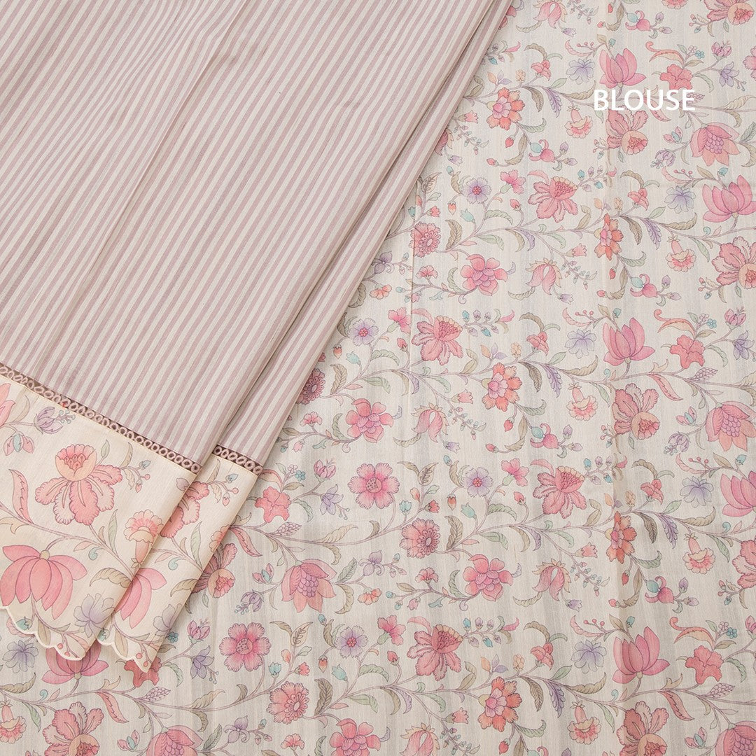 Raw Silk Multi Colour Stripes Saree With Printed Border