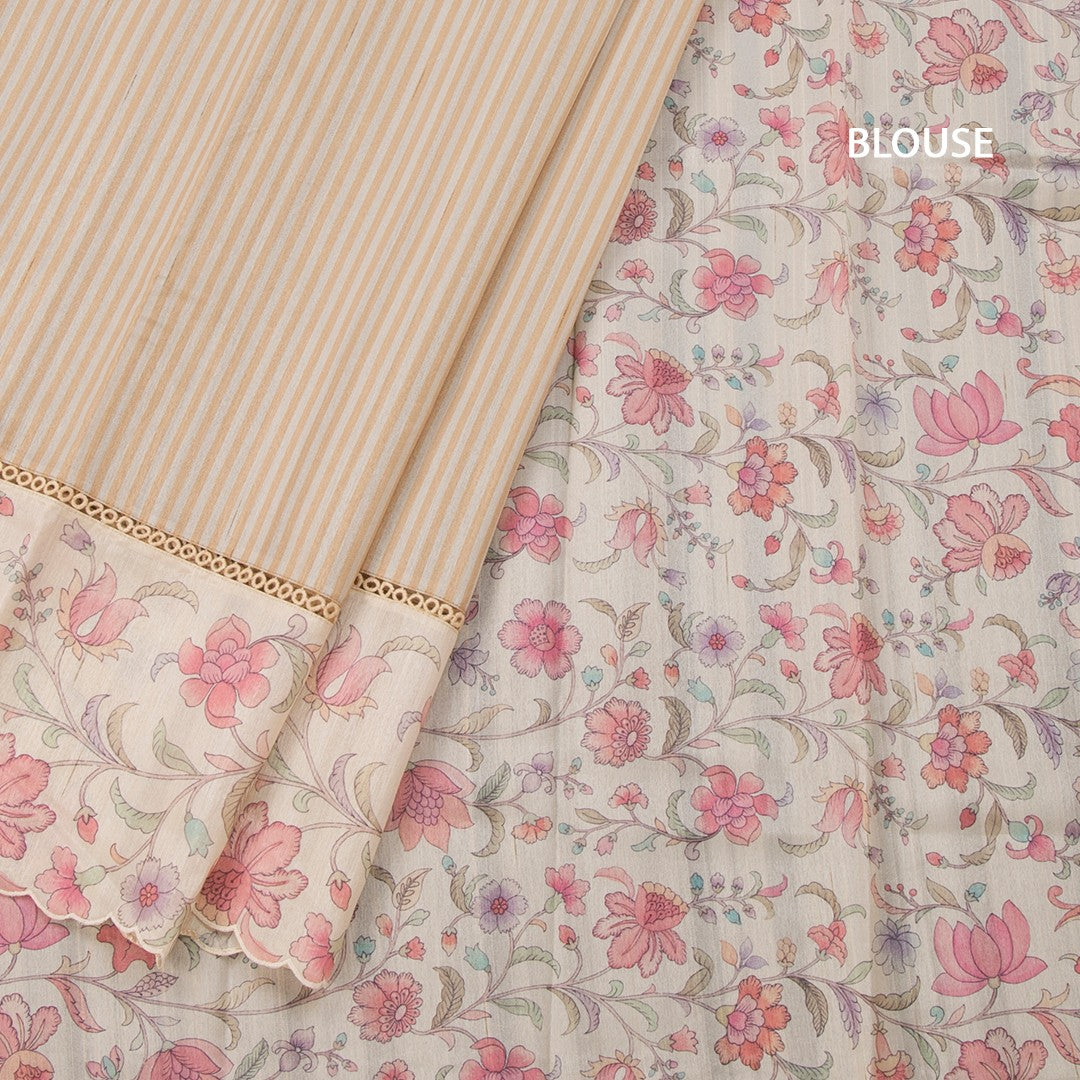 Raw Silk Multi Colour Stripes Saree With Printed Border 02