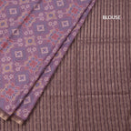 Raw Silk Purple Ikkat Printed Saree