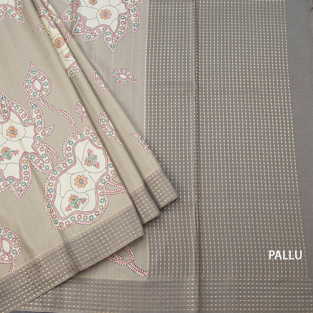 Raw Silk Sage Green Printed Saree