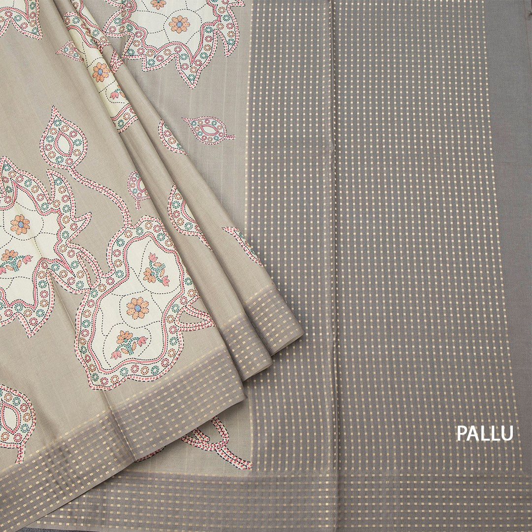Raw Silk Sage Green Printed Saree