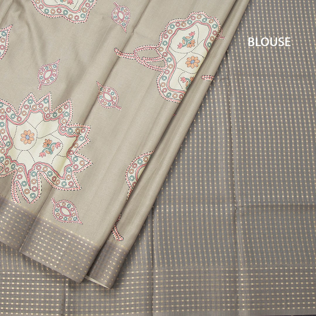 Raw Silk Sage Green Printed Saree