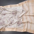 Raw Silk Cream Floral Printed Saree With Zari Border 03