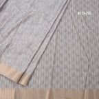 Raw Silk Grey Printed Saree With Zari Border 02