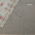 Linen Mint Green Floral Thread Work Saree