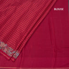 Semi Raw Silk Ruby Red Zari Checked Saree And Thread Border