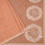 Linen Light Orange Floral Thread Buttas And Thread Border