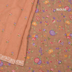 Linen Light Orange Floral Thread Buttas And Thread Border